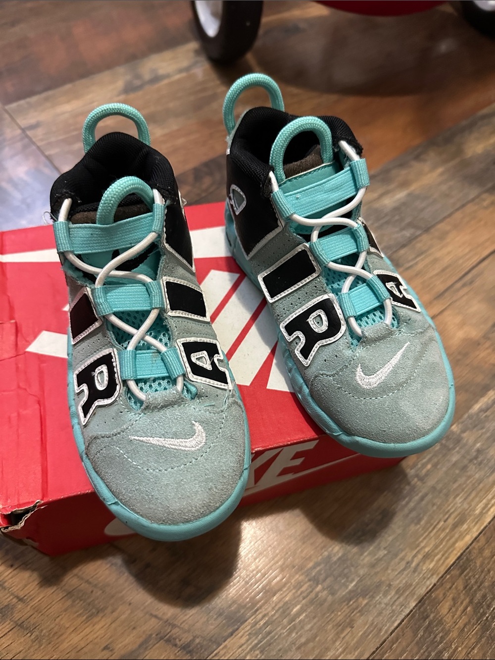 Nike Kids Teal and Black High-Top Sneakers